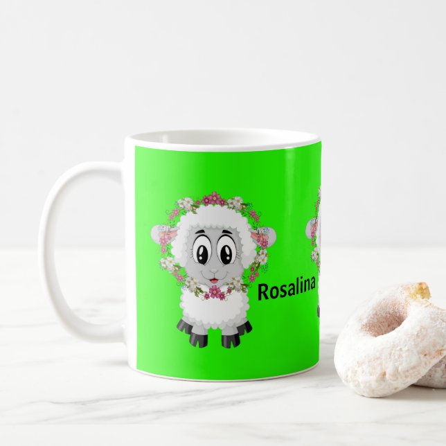 Sheep Floral Green Mug (With Donut)