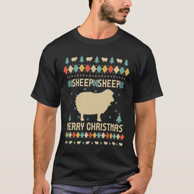 SHEEP Funny Ugly Christmas Sweater Vintage Retro (Front)