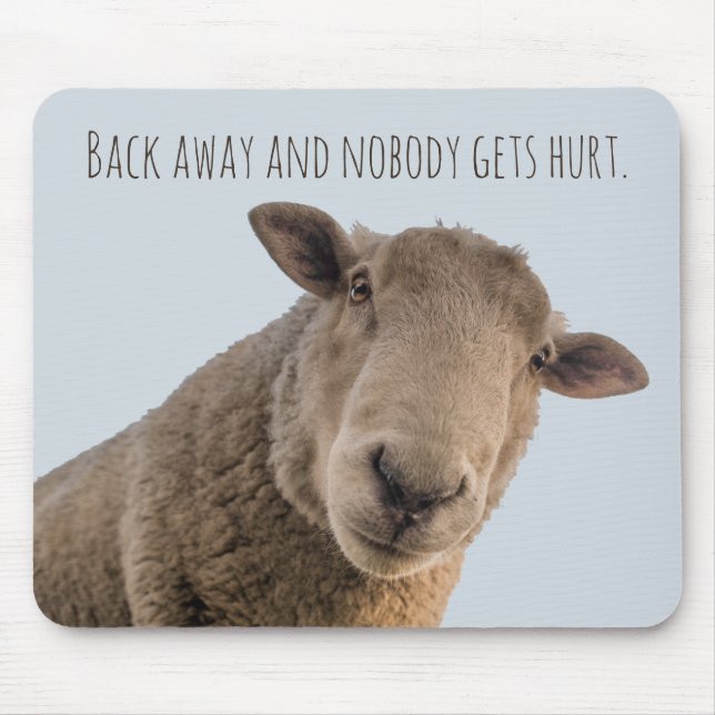 Sheep funny warning back away attack sheep mouse mat (Front)
