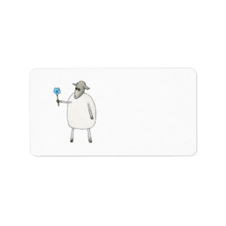 Sheep Giving a Flower. Label