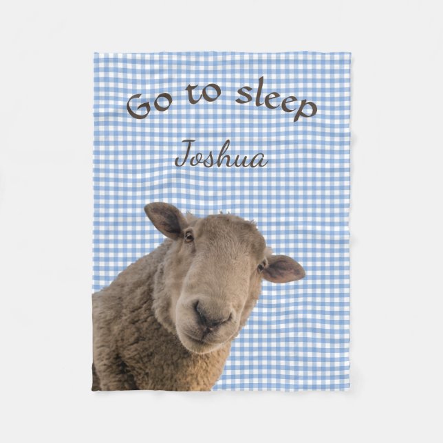 Sheep Go to Sleep Personalised Fleece Blanket (Front)