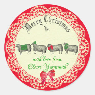 Sheep handmade knitting crochet Christmas sticker