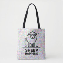 SHEEP HAPPEN Funny All-Over-Print Tote Bag