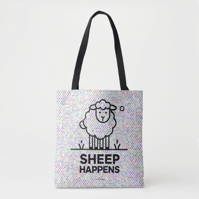 SHEEP HAPPEN Funny All-Over-Print Tote Bag (Front)