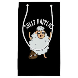 Sheep Happens Funny Poop Pun Dark BG Small Gift Bag