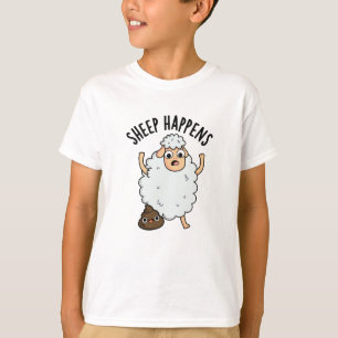 Sheep Happens Funny Poop Pun  T-Shirt
