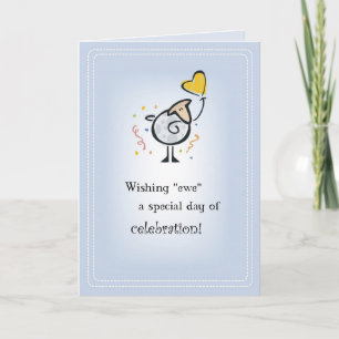 Sheep Heart Balloon Birthday Card