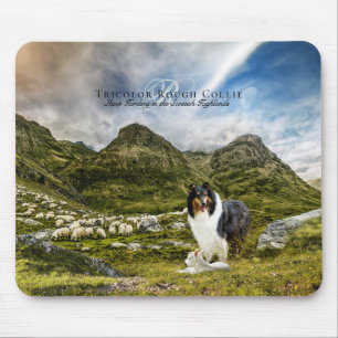 Sheep Herding Tricolor Rough Collie - Personalised Mouse Mat