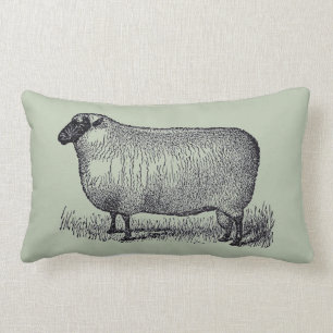 Sheep Illustration Farmhouse Style Home Decor Lumbar Cushion