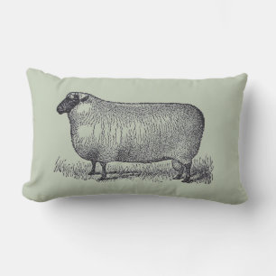 Sheep Illustration Farmhouse Style Home Decor Lumbar Cushion