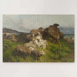 Sheep in a Meadow (by August Friedrich Schenck) Jigsaw Puzzle