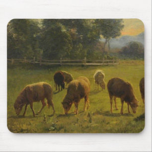 Sheep in a Rural Landscape (by Rosa Bonheur) Mouse Mat