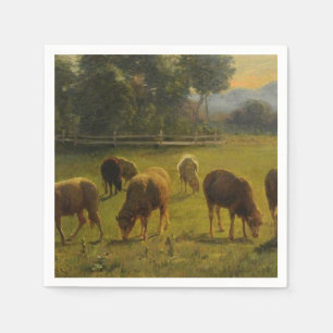 Sheep in a Rural Landscape (French Farm) Napkin