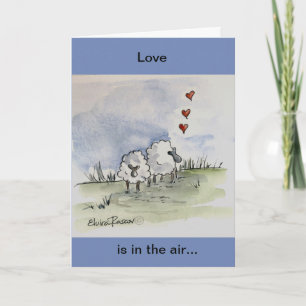 Sheep in love holiday card