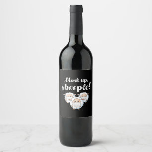 Sheep in mask Animal Lovers Perfect Gift Wine Label