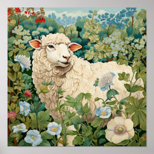 Sheep in Meadow Painting Poster