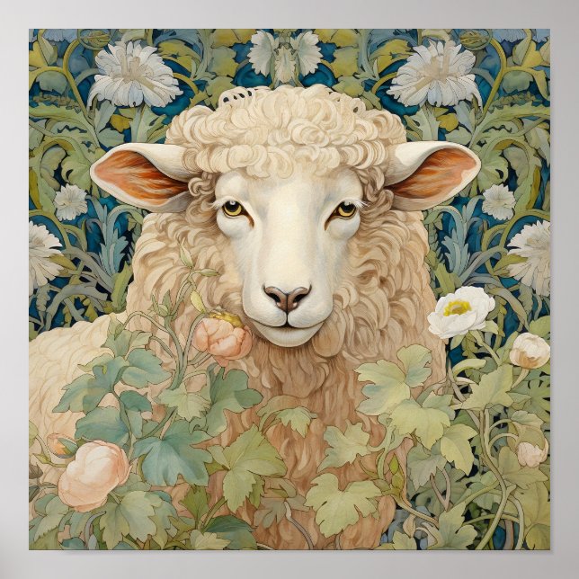 Sheep in Meadow Painting Poster (Front)