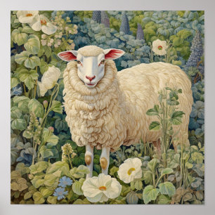 Sheep in Meadow Painting Poster