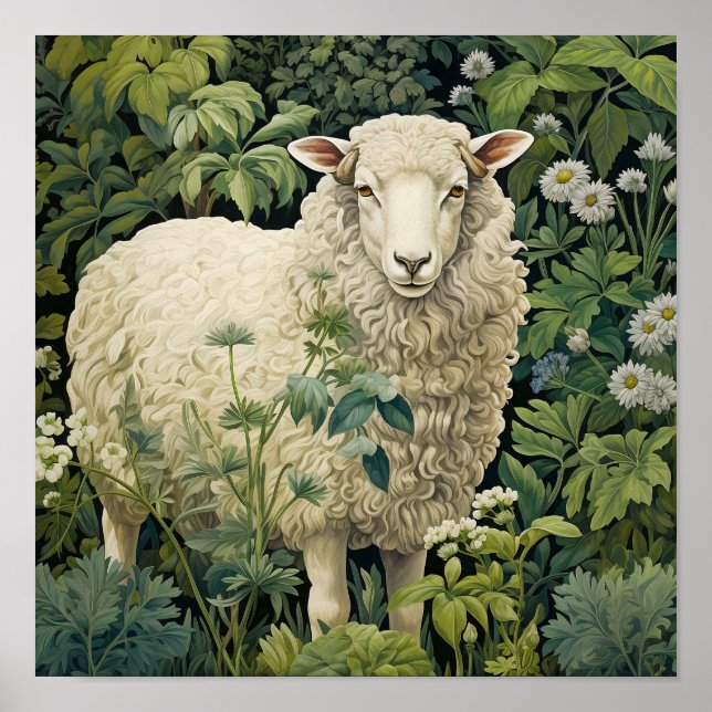 Sheep in Meadow Painting Poster (Front)