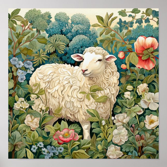 Sheep in Meadow Painting Poster (Front)