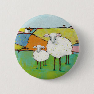 Sheep in the Meadow 6 Cm Round Badge
