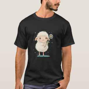 Sheep in the Meadow Holding a Dandelion for Boys a T-Shirt