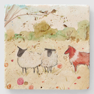 Sheep in the Meadow Stone Coaster