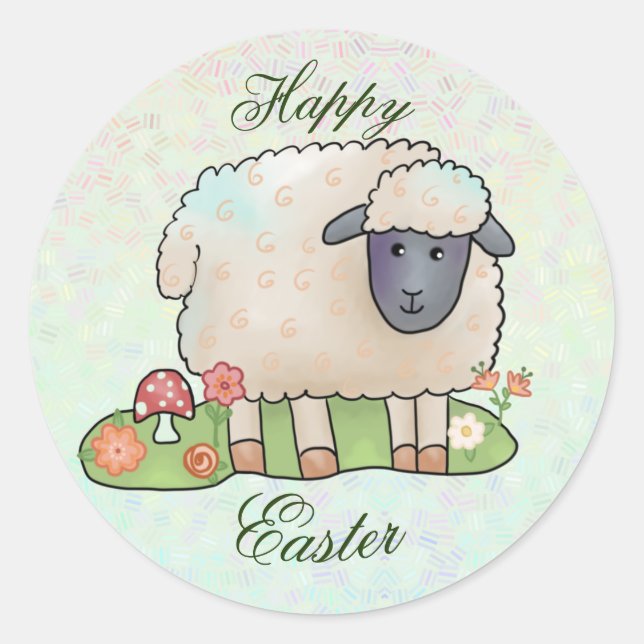 Sheep in the pasture classic round sticker (Front)