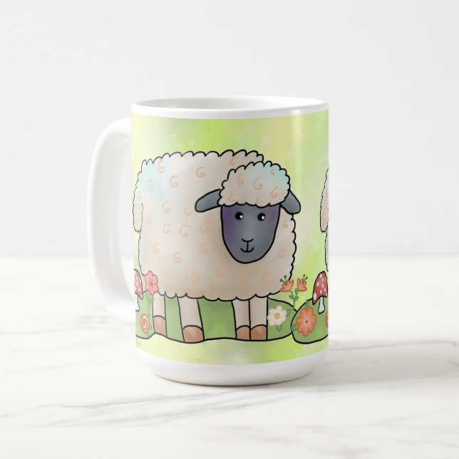Sheep in the pasture coffee mug (Front Left)