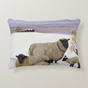 Sheep in Winter Decorative Cushion