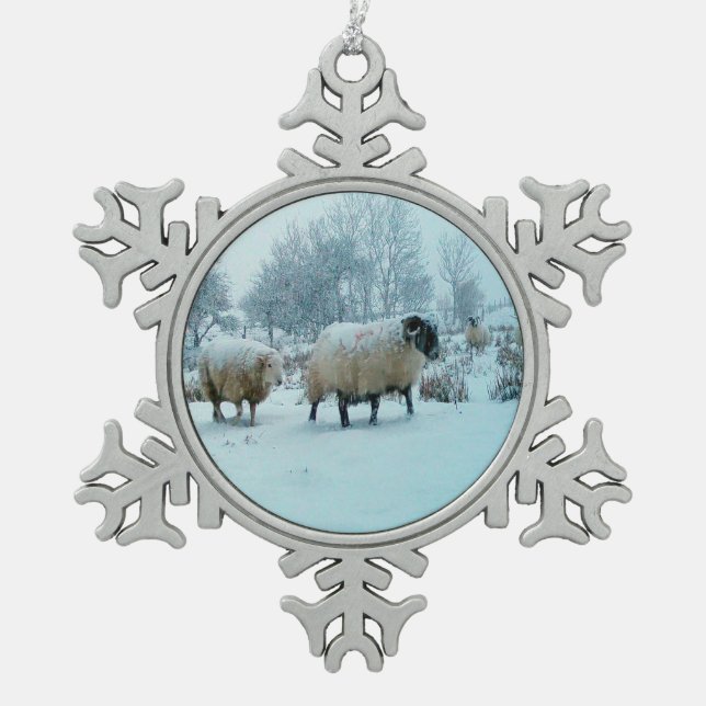 Sheep In Winter Tree Ornament Or Add Own Photo (Front)