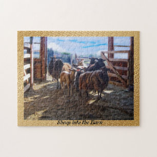 Sheep Into The Barn Jigsaw Puzzle