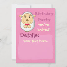 Sheep Invitation Pink