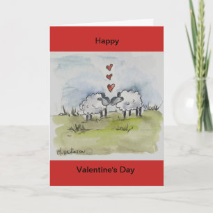 Sheep kissing holiday card