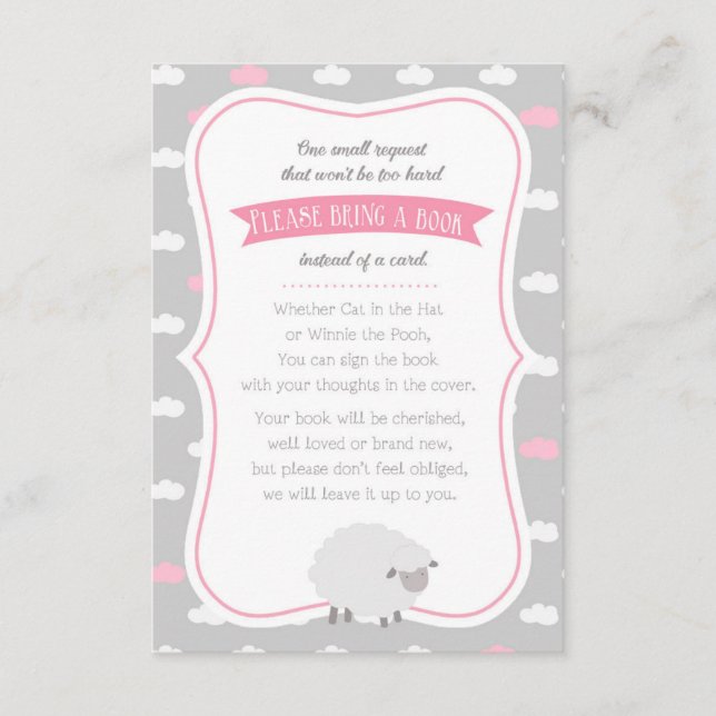 Sheep / Lamb Book Request (Pink Grey) Enclosure Card (Front)