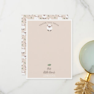 Sheep Lamb Cute Farm Party Animals Kids Thank You Card