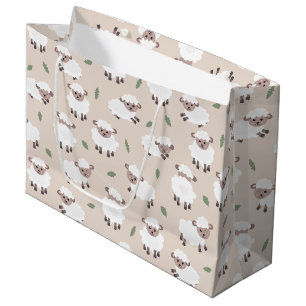 Sheep & Lamb Cute Hand Drawn Farm Animals Large Gift Bag
