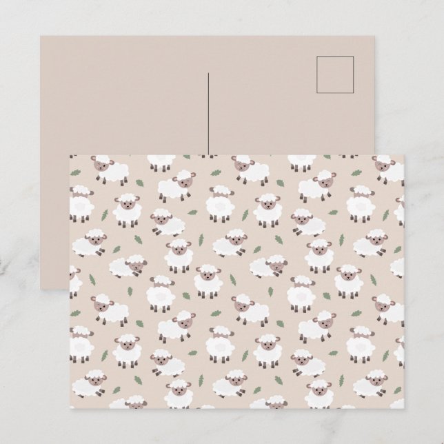 Sheep & Lamb Cute Hand Drawn Farm Animals Postcard (Front/Back)