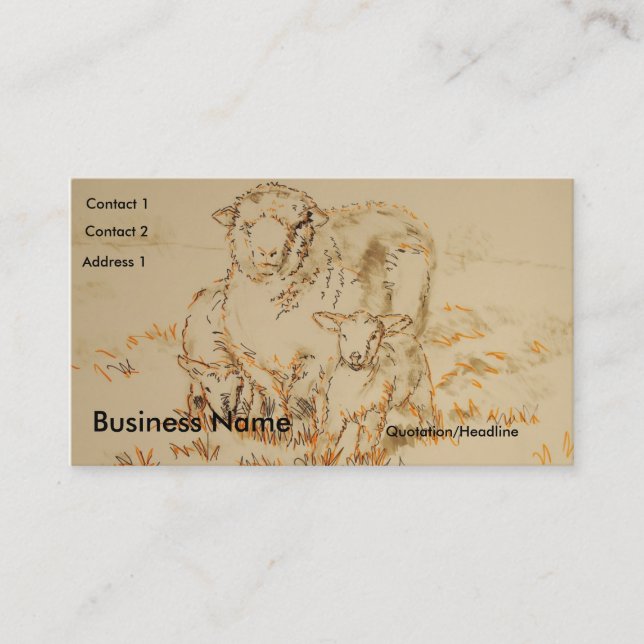 Sheep Lamb Drawing Business Cards (Front)