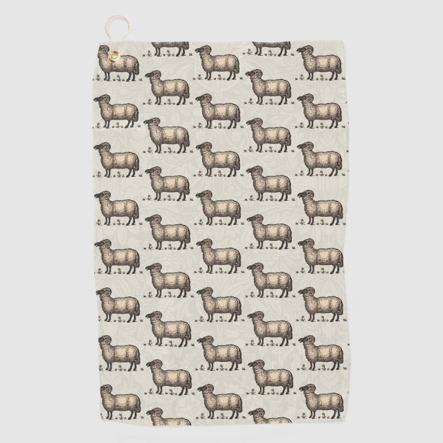 Sheep Lamb Farm Animal Vintage Golf Towel (Front)