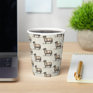Sheep Lamb Farm Animal Vintage Paper Cups