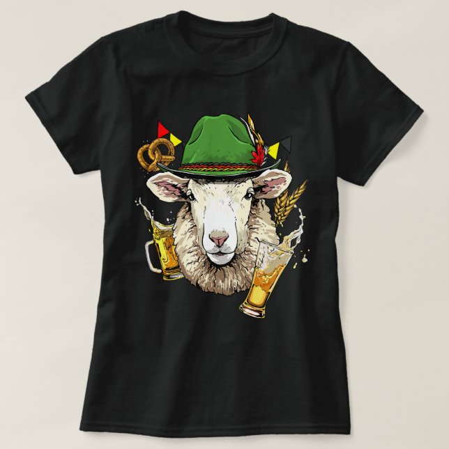 Sheep Lamb Germany Oktoberfest Party Beer Fest She T-Shirt (Design Front)