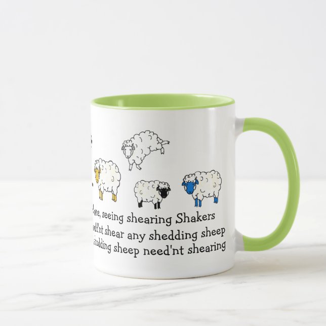 Sheep, Lamb Shearing tounge-twister poem cartoon Mug (Right)