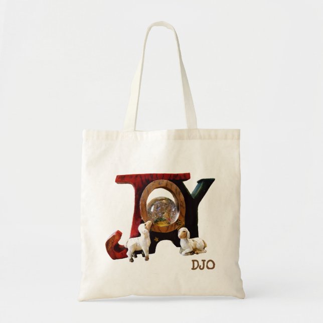 Sheep Looking At Baby Jesus Joy Tote Bag (Front)