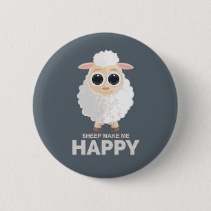 Sheep Make Me Happy 6 Cm Round Badge