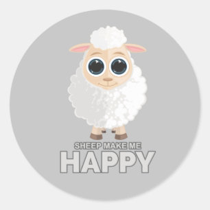 Sheep Make Me Happy Classic Round Sticker
