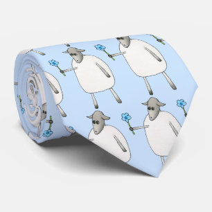 Sheep on Blue Background. Tie