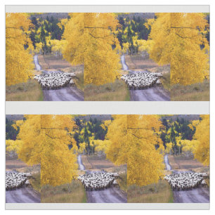 Sheep on Country Road Fabric