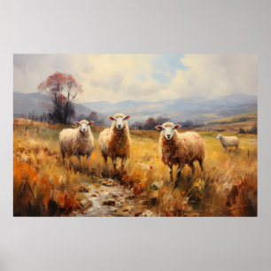 Sheep on Meadow Fine Art Poster