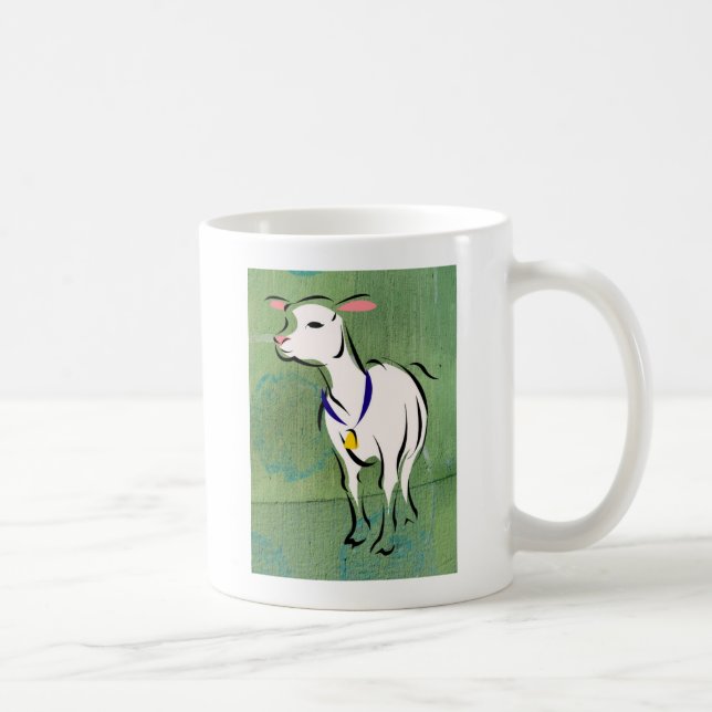Sheep on Mixed Media Background Coffee Mug (Right)